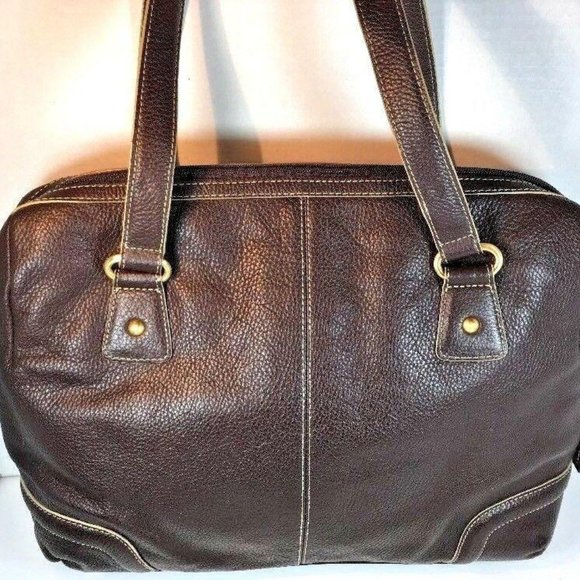 Franklin Covey Women’s Brown Leather Laptop Tote - Picture 2 of 8